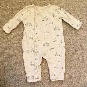 Pehr Neutral Cream Baby One-Piece with Tiny Animal Print